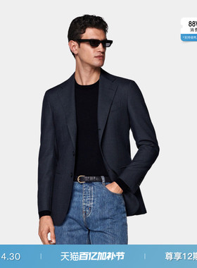 SUITSUPPLY-藏青色羊毛商务休闲西装上衣外套