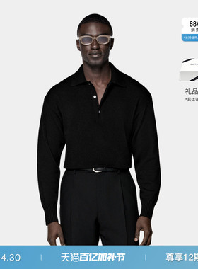 SUITSUPPLY黑色羊绒POLO针织衫毛衣