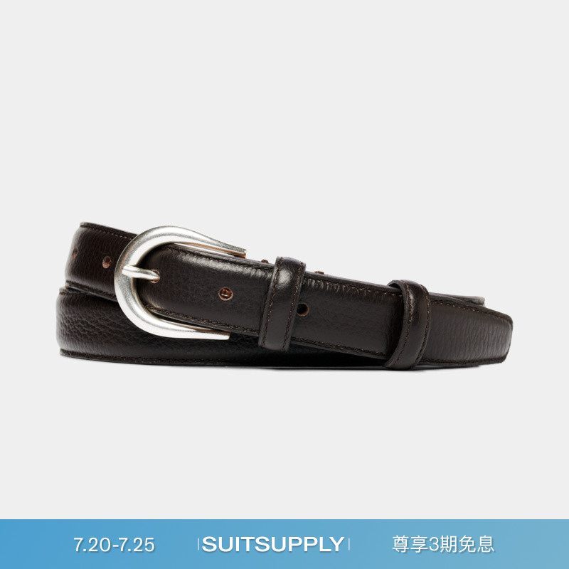 SUITSUPPLY深棕色男士皮带腰带牛皮革气质经典商务