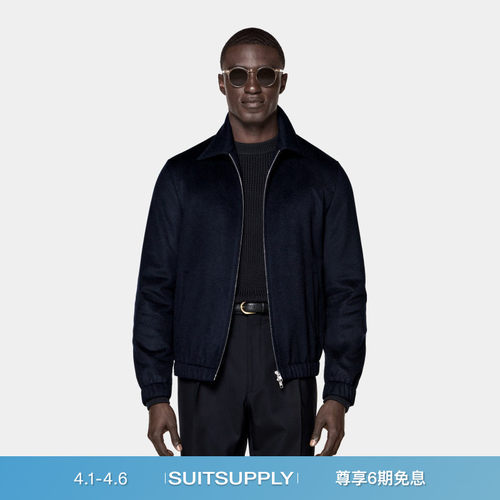 SUITSUPPLY藏青色羊绒飞行夹克