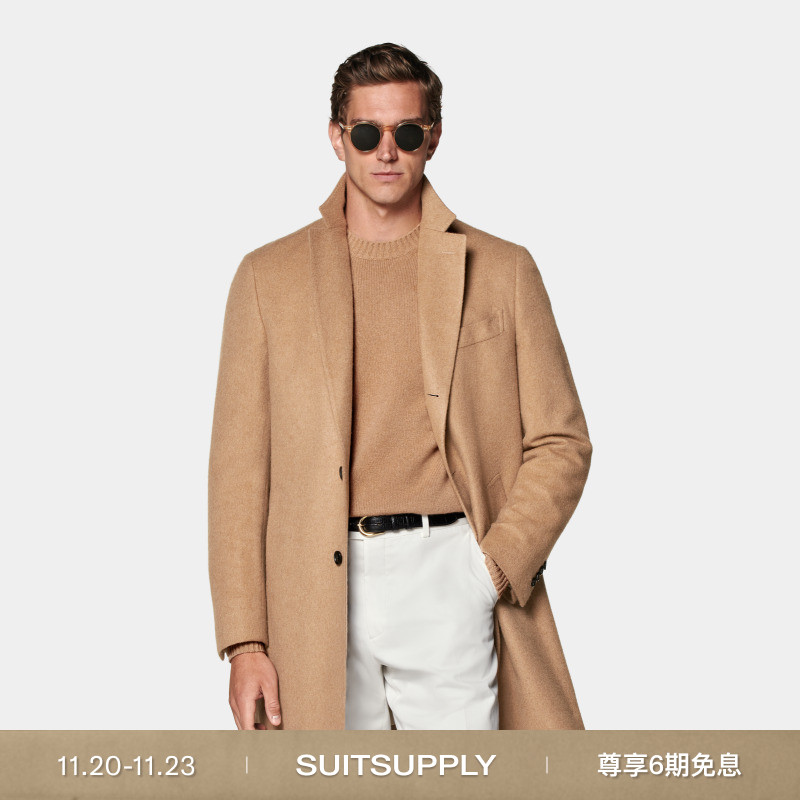 25秋冬新品SUITSUPPLY-驼色驼绒商务休闲大衣外套
