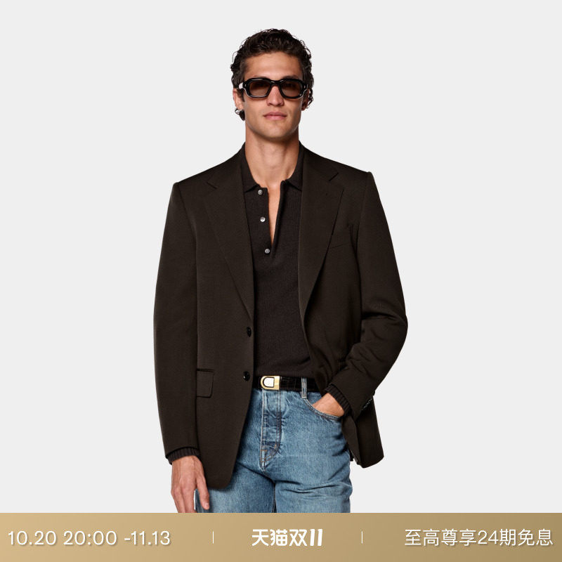 26秋季新品SUITSUPPLY深棕色4股羊毛商务休闲西装上衣