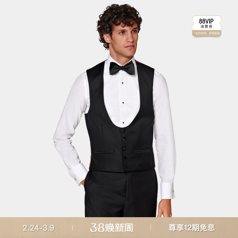 SUITSUPPLY黑色礼服背心马甲男士婚礼正式商务四季经典款