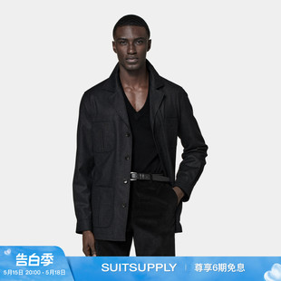 猎装 外套常规休闲易搭配秋季 Safari深灰色羊毛男士 SUITSUPPLY