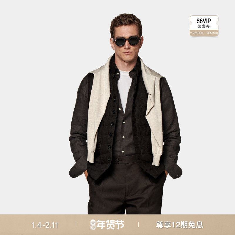 SUITSUPPLY深棕色羽绒背心马甲男士保暖亚麻气质内搭休闲商务,男装,羽绒马甲,淘宝优惠券,粉丝福利购,淘宝优惠卷