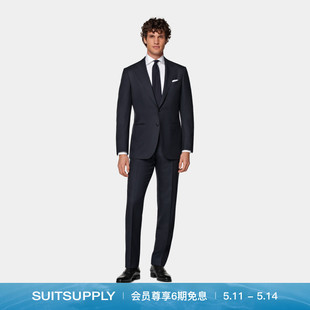 商务男士 套装 款 SUITSUPPLY藏青色S150支羊毛西服修身 西装 经典 四季