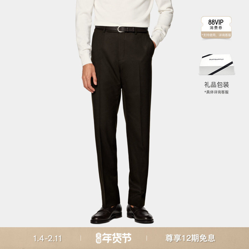25秋冬新品SUITSUPPLY-深棕色S120支羊毛直筒长裤,男装,休闲裤,淘宝优惠券,粉丝福利购,淘宝优惠卷