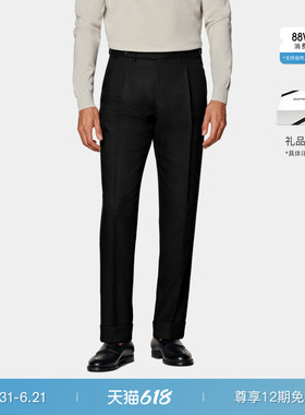 SUITSUPPLY黑色Traveller四股羊毛男士长裤