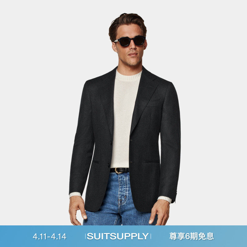 SUITSUPPLY外套深灰色S120支羊毛男士西装上衣休闲