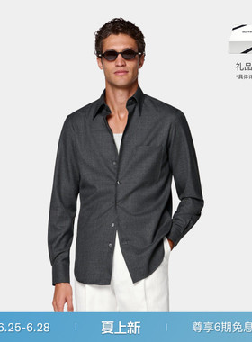 26夏季新品SUITSUPPLY深灰色羊毛时尚休闲衬衫