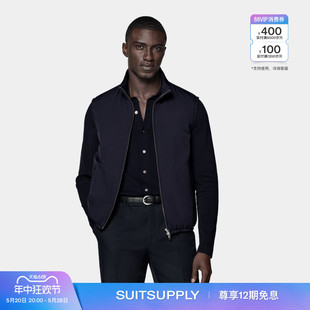 新款 24夏季 SUITSUPPLY藏青色科技面料夹衬拉链男士 背心马甲