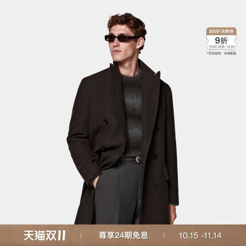 25秋冬新品SUITSUPPLY-棕色羊毛混纺休闲大衣外套