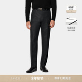 SUITSUPPLY深灰色S120支羊毛法兰绒标准直筒男士 长裤