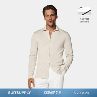 Polo开襟衫 爱意臻礼 25夏SUITSUPPLY砂砾色棉桑蚕丝混纺长袖