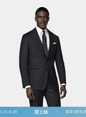 SUITSUPPLY深灰色羊毛西服合体商务男士西装上衣外套