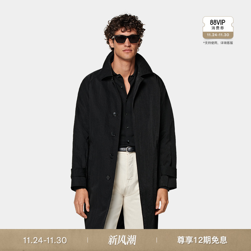 Suitsupply黑色科技面料束腰外套