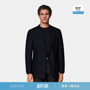SUITSUPPLY藏青色西装 外套Traveller四股羊毛双排扣