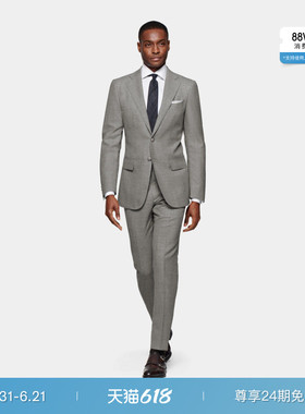 SUITSUPPLY浅灰色热带羊毛男士西装套装休闲经典款
