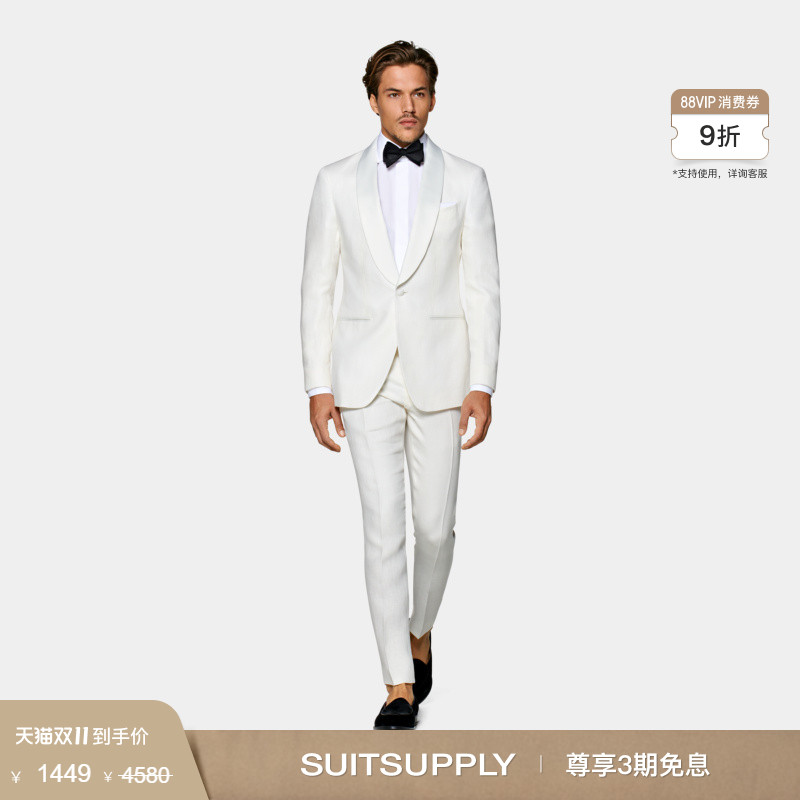Suitsupply米白色亚麻西装套装