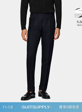 SUITSUPPLY藏青色Traveller四股羊毛男士长裤