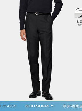 SUITSUPPLY-深灰色羊毛直筒长裤