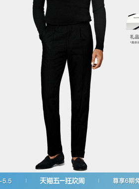 【礼物】SUITSUPPLY-Vigo黑色Traveller四股羊毛商务休闲男士长裤