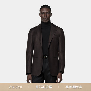 SUITSUPPLY西服外套深棕色羊毛混纺修身男士西装上衣