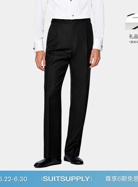 26夏季新品SUITSUPPLY黑色S110支羊毛直筒阔腿礼服长裤