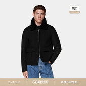 SUITSUPPLY 黑色羊毛商务休闲飞行夹克