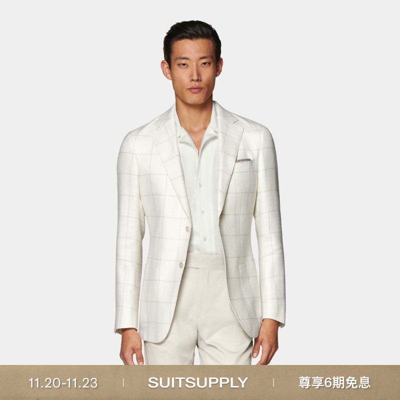 Suitsupply米白色羊毛混纺西服