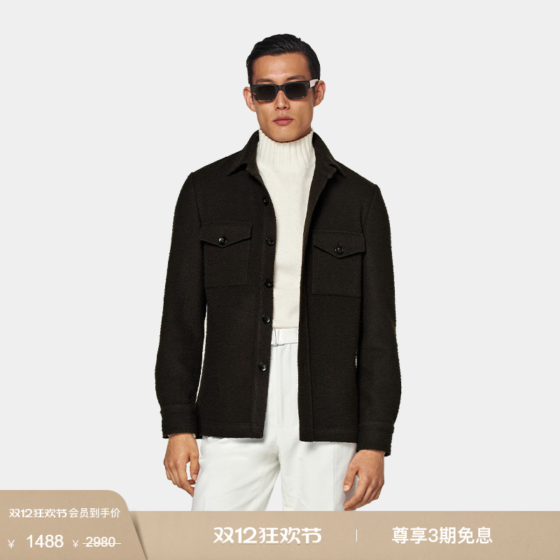 Suitsupply深棕色羊毛衬衫式外套