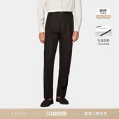型长裤 SUITSUPPLY深棕色莱赛尔亚麻混纺直筒阔腿裤 新品 26春季