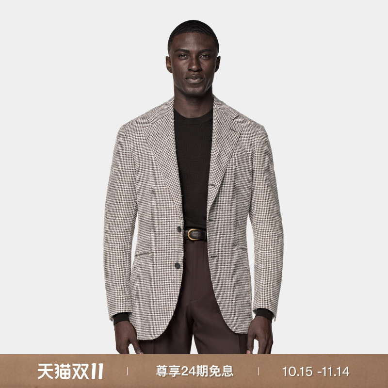 Suitsupply中棕色亚麻混纺西服