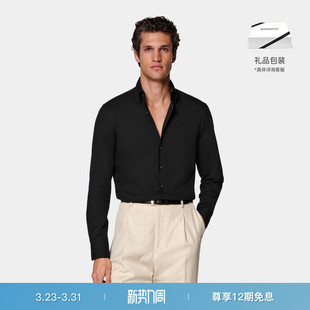 领型休闲衬衫 26春夏新品 SUITSUPPLY黑色埃及棉经典