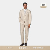 套装 SUITSUPPLY砂砾色羊毛混纺男士 西装 身型人字纹