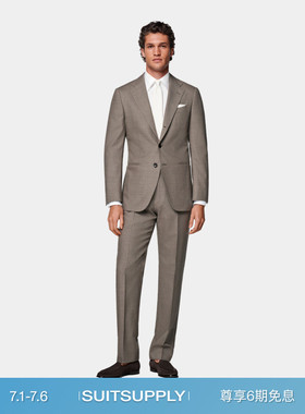 SUITSUPPLY灰褐色Traveller四股羊毛西装套装