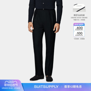 24夏季 长裤 SUITSUPPLY黑色Traveller四股羊毛宽松男士 新款