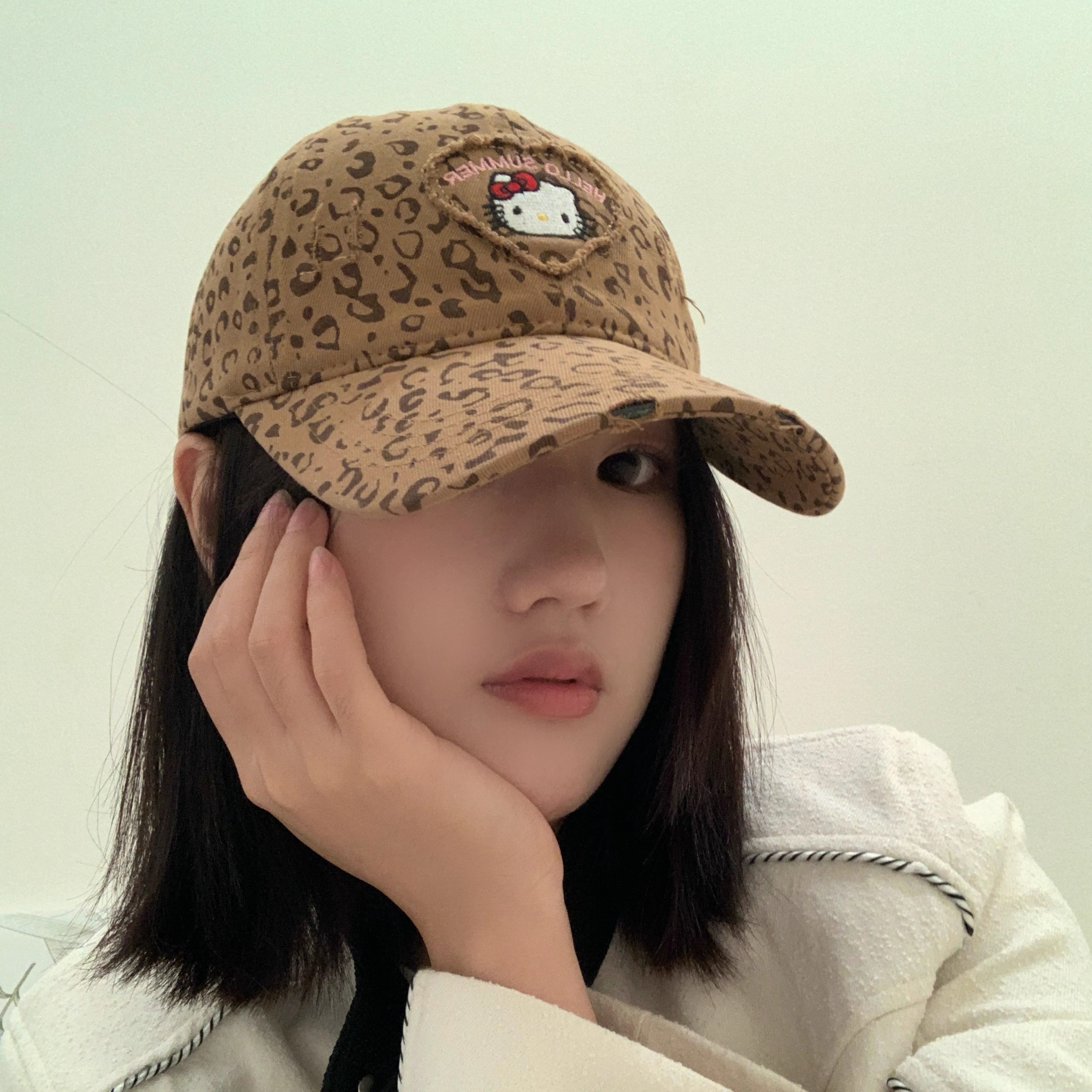 爱心猫咪棒球帽女春秋季