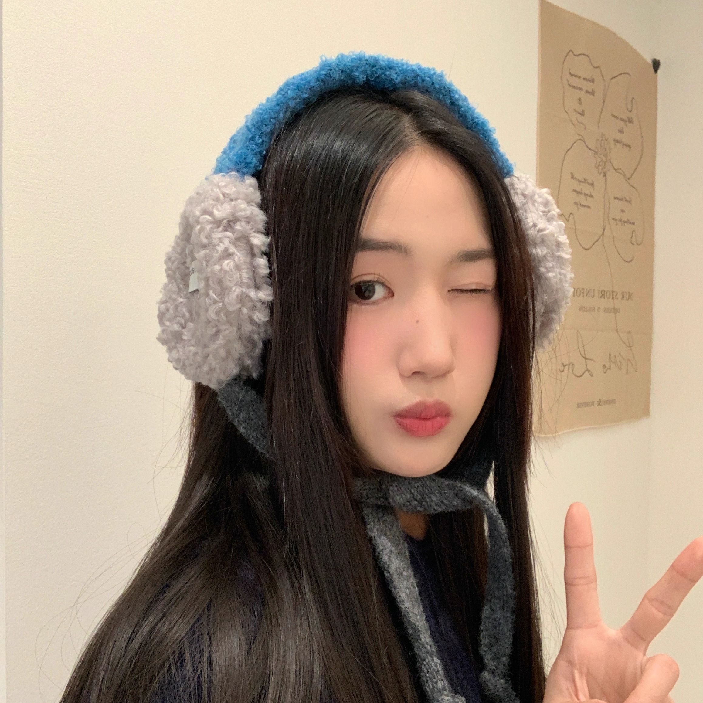 韩版拼色毛绒泰迪耳罩冬季加厚