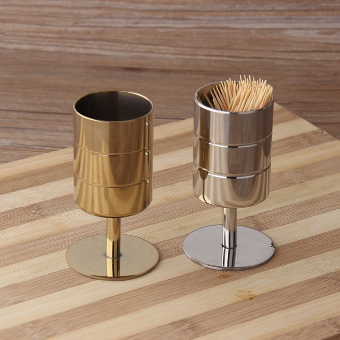 304不锈钢牙签筒家居酒店餐桌金色牙签盒果叉架牙签筒牙签收纳盒