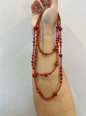 新中式国风原创设计天然南红玛瑙瓦西满色柿子红火焰纹项链毛衣链