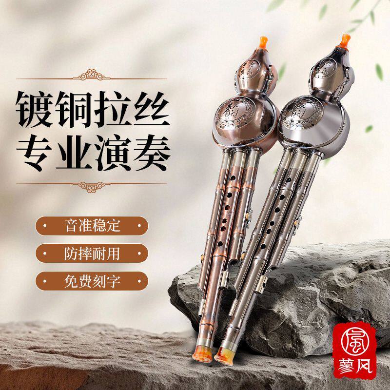 防摔葫芦丝镀铜镀银乐器C调降B调专业初学者儿童胡芦丝小学生专用