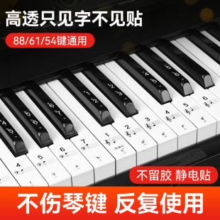纳米钢琴键盘贴88 54键通用电子琴电钢琴初学儿童简谱音符贴纸