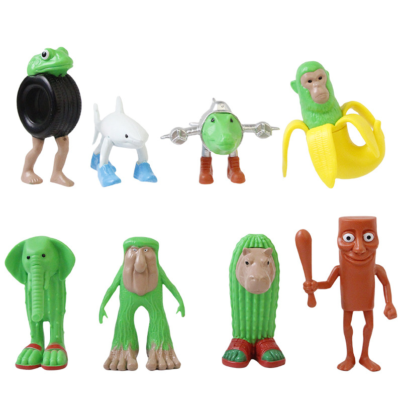 跨境8款山海经手办穿鞋鲨鱼摆件木棍人公仔手办摆件玩具跨境