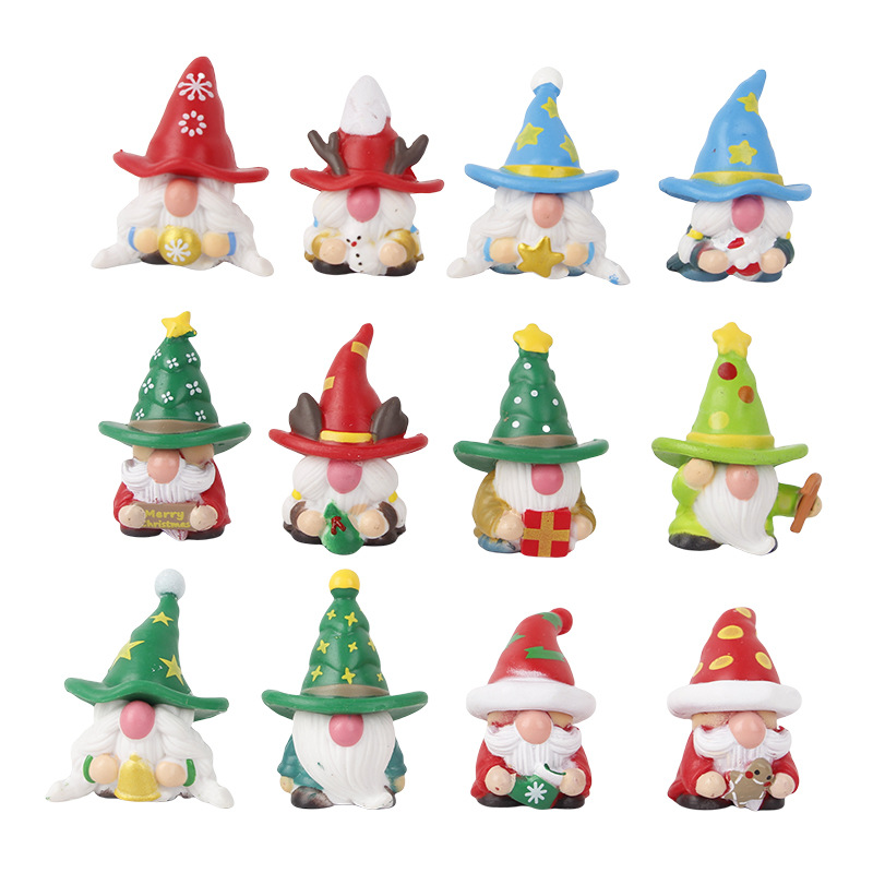 跨境新品小矮人公仔装饰品配件迷你圣诞微景观小摆件圣诞节装饰侏