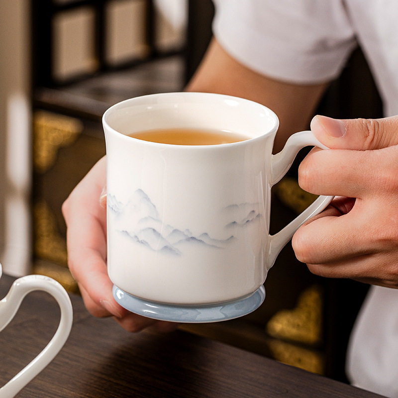 景德镇洛威陶瓷马克杯陶瓷杯子大容量水杯男女家用办公喝水茶杯