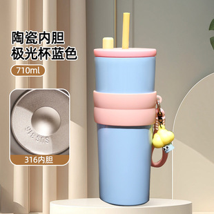 高颜值保温杯316不锈钢杯子简约家用水杯大容量冰霸杯加厚吸管杯