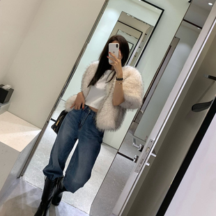 2025新款时尚短袖皮草马甲环保毛毛背心短款加厚保暖貉子毛外套女