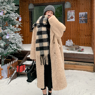 新款加厚羊羔毛皮草毛毛外套女冬长款宽松毛茸茸衣服保暖毛绒大衣