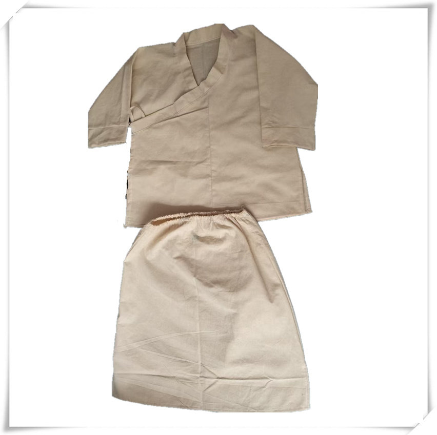 包邮儿童全棉老粗布大领套装 丧葬白孝衣白孝服丧葬服白事专用服